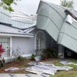 Storm Damaged Roof In Central Florida After A Hurricane