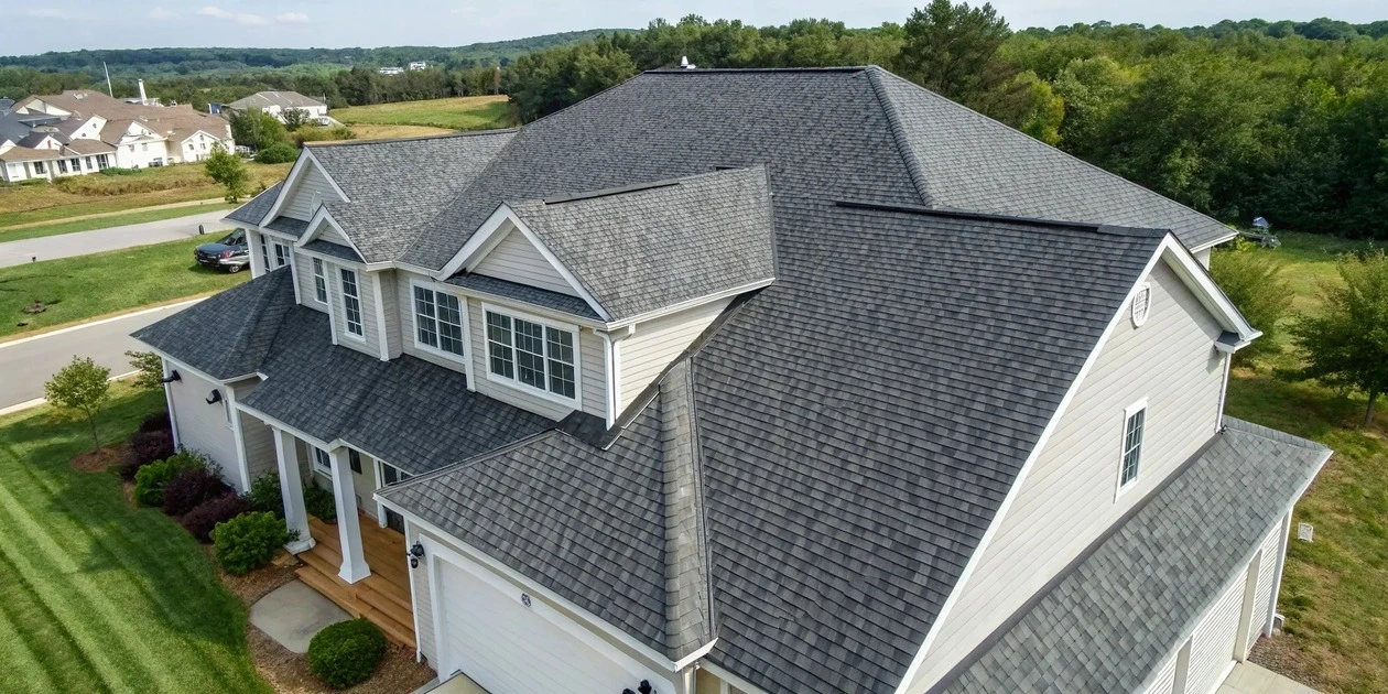 Home With Newly Replaced Asphalt Shingle Roof